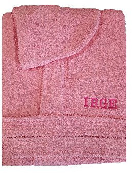 Irge Accappatoio con Cappuccio in Spugna 100% Cotone Tinta Unita Uomo Donna Unisex (Rosa)