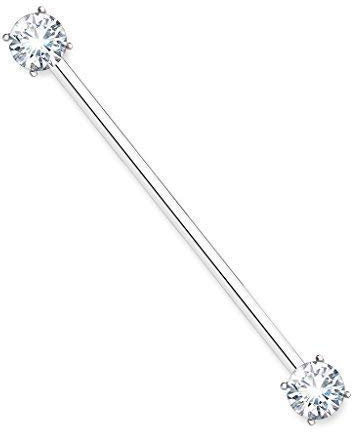 Tapsi´s Coolbodyart Industrial Piercing Barbell Chirurgenstahl Damen & Herren [Zirkonia] 38mm | Industrial Barbell | Barbell Piercing Ohr | Ohrpiercing Stab | CBABI54 Set