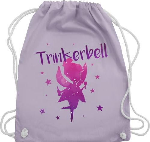 Turnbeutel Rucksack - JGA Junggesellenabschied Frauen - Trinkerbell I Alkohol Fee Trinkerbelle I Trinker Bell Fee - Unisize - Pastell Lila - taschen karneval schwarz brauttaschen bachelorette party