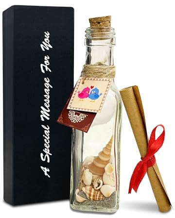 exciting Lives Mensaje en una botella de cristal con caja de San Valentín cumpleaños para marido, esposa, novia, novio