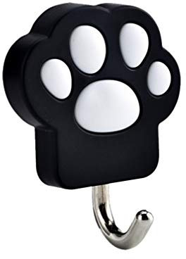 BESPORTBLE Selbstklebende Haken Katzenpfotenform Aufhänger Wandhaken Mantel Handtuchbeutel Schlüsselhaken Küchenlöffel Pfannkuchenwenderhaken für Bad Wohnzimmer Deckentür (Schwarz)