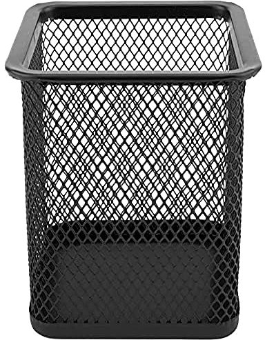 D.RECT Metal Square Pen Holder | Pen Holder Cube Made of Wire Metal | Mesh Multifunctional Cup for Ballpoint Pen Black, (110443)