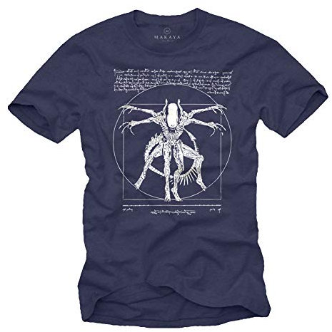 Cool Stuff for Teenagers - Da Vinci Alien T-Shirt - Gamer Gifts for Men Blue XXXXXL
