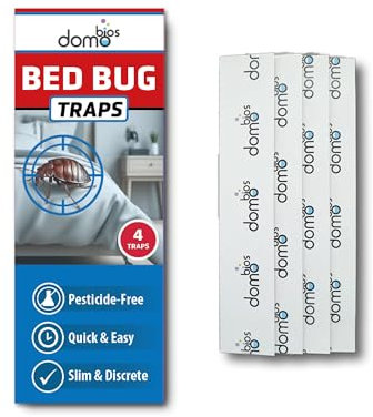 Domobios Bed Bug Trap | Bedbug Monitor for Legs, Headboards and Mattresses | Slim and Discreet | Highly Effective, Non-Toxic & Chemical-Free Bed Bug Trap | Eco-Friendly Protection Up to 90 Days. (4)
