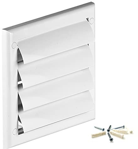 White Gravity Grille 125 mm / 5 inch External Ducting Air Vent with Round Spigot and Non-Return Gravity Shutters for Kitchen Ceiling Extractor Fans Bathroom Ventilation Duct Fan Cover
