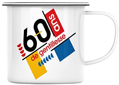 Fabulous Mug en Métal Emaillé Personnalisable Texte + Age Style Mondrian Bauhaus De Stijl Cadeau Anniversaire