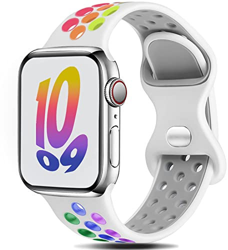 Gulemfy Compatibile per Apple Watch Cinturino - Cinturino 44mm 42mm 45mm 46mm 49mm 38mm 40mm 41mm, Sportiva Cinturini Silicone e Traspirante per iWatch Series SE 10 9 8 7 6 5 4 3 2 1 Ultra