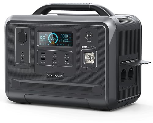 VDL Générateur Électrique Portable 1200W, 960Wh Générateur Solaire, LiFePO4 Batterie Centrale Électrique, Charge Rapide, 2x230V Prise CA à Onde Sinusoïdale Pure avec UPS, pour l'extérieur, Urgence