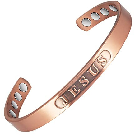 3500 Gauss Magnetic Arthritis Kupfer Armband, 99.99 Reines Kupfer JESUS Religiöses Armband, enthält 8-Magnete, fördert effektiv Blutzirkulation und Schlafqualität