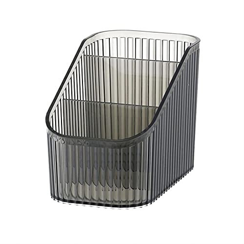 DASITON Large Capacity Makeup Brush Holder,3 Slot Makeup Organiser Cup,Vintage striped Make Up Brush Holder,for Vanity Decor,Bathroom Countertops,Desk Storage Container,Cosmetic Display cases(Black-S)