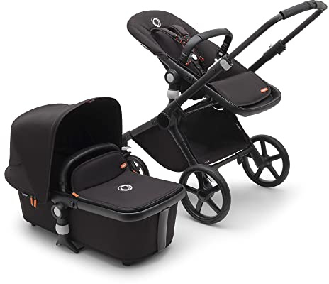 Bugaboo Fox Cub All-Terrain Stroller, Lightweight and Strong Pram and Baby Pushchair, Durable Design and Extra-Large Sun Canopy, One-Piece Self-Standing Fold, Midnight Black