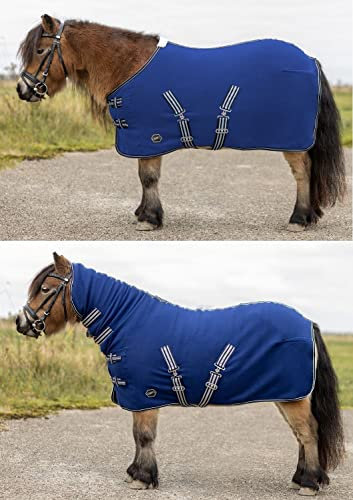 netproshop Fleecedecke Abschwitzdecke mit/ohne Halsteil für Falabella Minishetty Shetty Gr.65-95, Groesse:85, Farbe:mit Halsteil