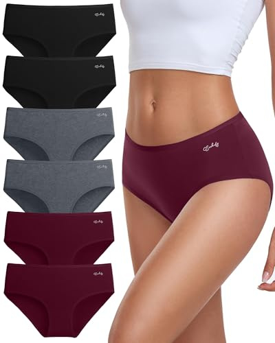 coskefy Unterhosen Damen Baumwolle Slips Unterwäsche Frauen Pantys 6er Pack | 100% Baumwoll Schritt, Basic Damen Slips Mehrpack, Atmungsaktive Unterwäsche, Weiche Hipster Panties, Etikettfrei Schlüpfer
