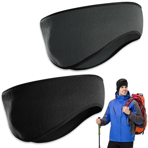 Aoreun Sport Stirnband, 2 Stück Ohr Wärmer Stirnband Vollständige Winter Fleece Ohrenschützer Stirnbänder Windstopper Headband für Joggen, Laufen, Wandern, Fahrrad und Yoga