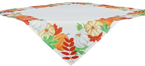 Leinenoptik-Tischdecke mit Herbstmotiv (Kürbis-Mrfrbg, 80 x 80cm)