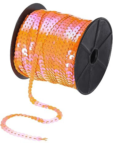 QUARKZMAN 100 Yards Flach Pailletten Streifen 6mm Laser Pailletten Stoff Paillette Dreieck Pailletten Trimmen für Handwerk Basteln Pailletten Fransen Nähen Orange Gelb