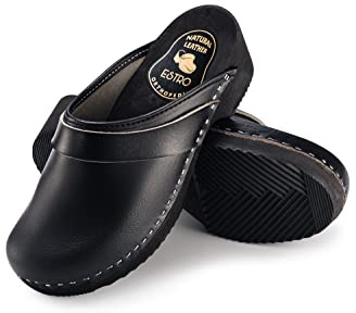 ESTRO Clogs Damen Holz Leder - Clogs Herren Holzschuhe Herren Holzclogs Damen mit rutschfest Sohle CDL07