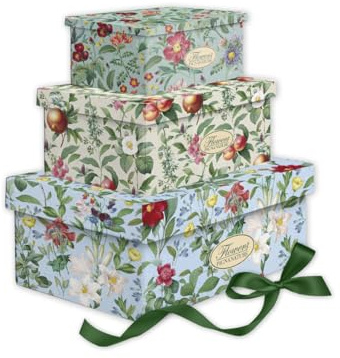 Pigna, Set 3 pezziscatole regalo con nastro NATURE FLOWERS, tre diversi formati
