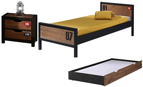möbelando Jugendzimmer-Set >Alex< in Kiefer gebürstet - 209x75x96,5 (BxHxT)