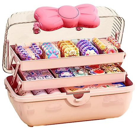 Girl Hair Accessories Storage Box, Hair Bow Storage Box, Girls Hair Accessories Organizer for Nail Hair Sewing Supplies