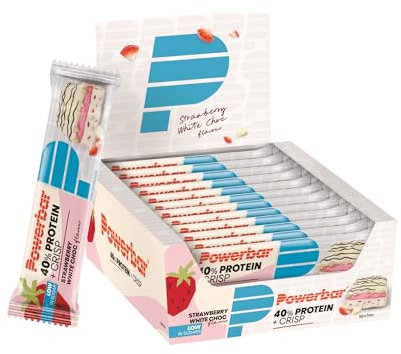 Power Barr 40% Protein Plus Crisp Strawberry White Choc 12x40g - High Protein Low Sugar Bar