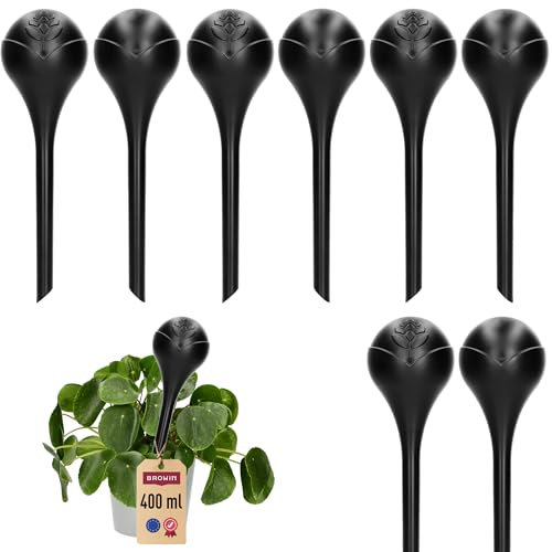 BROWIN® Bewässerungskugeln für Pflanzen | dosierte Bewässerung | Automatische Bewässerungssystem für Pflanzen | Tröpfchenbewässerungsbausätze (400 ml) (8, schwarz)