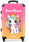 NoBoringSuitcases.com Kinderkoffer, Reisekoffer Personalisiert, Kinderkoffer Mädchen, Koffer Groß, Koffer Kinder, TSA, Koffer Mädchen, Koffer Mittelgroß (Einhorn - Orange-Rosa, 67 cm - 72 L)