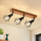 Glitzerlife Deckenstrahler 3 Flammig Schwarz Holz - E14 Denckenspots Retro Deckenlampe Metall Schwenkbar 350° Deckenleuchte Innen MAX.25W für Esszimmer Küche Wohnzimmer Schlafzimmer Ohne Leuchtmittel