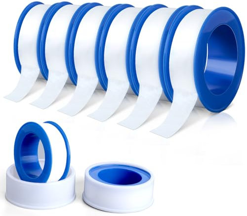 AiQInu 6 Rollen Teflonband Gewindedichtband,10 m*13mm PTFE Dichtband PTFE Band Gewinde Dichtungsband für Pool, Küche, Industrie,weiß