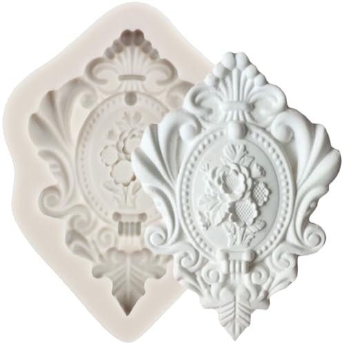 MINFEIDMS Baroque Photo Frame Silicone Moulds Picture Frames Fondant Mould Vintage Mirror Frame Mould for Sugar Cake Decorating Cupcake Topper Chocolate Gum Paste Polymer Clay