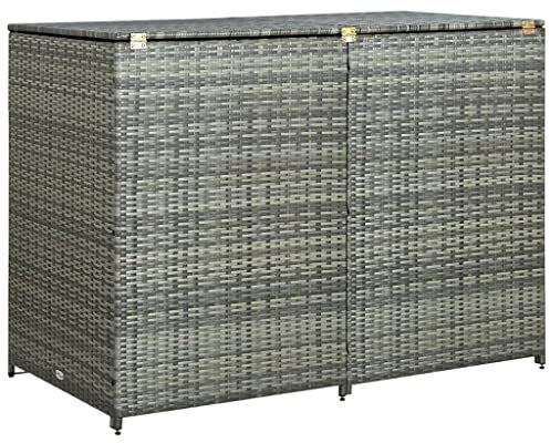 CFODOJ Home & Garden item-Double Wheelie Bin Shed Poly Rattan Anthracite 148x77x111 cm