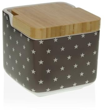 Versa Saliera con Coperchio Ceramica Bambù Dolomite Stelle 11,7 x 11 x 11,7 cm