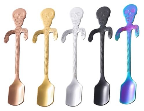 Silverware Kreativer Totenkopf-Löffel aus Edelstahl, Löffel für erwachsenenfreundlichen Spaß, Totenkopf-Löffel zum Rühren von Getränken