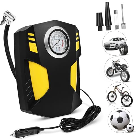 Compresseur D'air Portable LED Abs, pour Pneus de Voiture | Léger et Portable, Prise en Main Confortable, pour Vélos et Ballons, Format Pratique