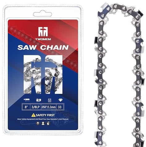 8 Inch Chainsaw Chain, 3/8 LP Pitch .050 Gauge 33 Drive Links Fits Portland Harbor Freight 62896 68862 63190 56808, Greenworks Pole Saw: 20192 Corded 6.5A, and More- S33 (1 Chains)