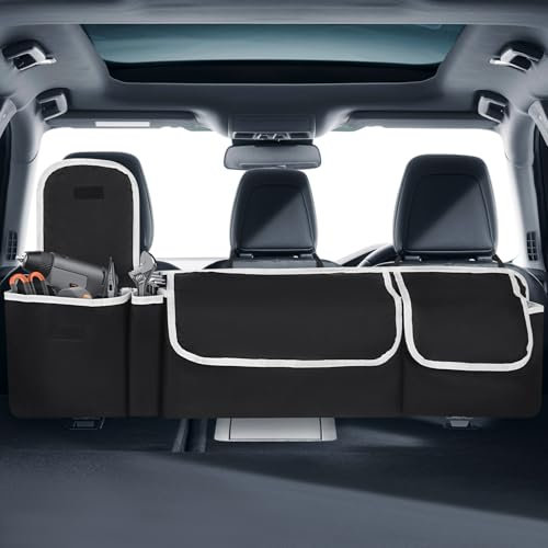 Parastar Auto Kofferraum Organizer mit 4 Taschen aus Oxford-Stoff, Schwarz, Wasserdicht, Universal Auto Zubehör