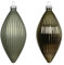 Decoris Christbaumkugeln 3er Set Oliven-Zapfen Rosmarin Grün aus echten Glas - Glanz und Matt, dia6cm H.13cm - 3 STK. a 13,0 cm