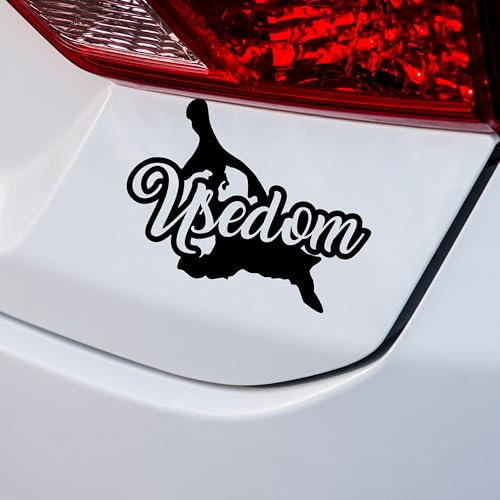KLEBEKÖNIG Autoaufkleber Auto - Insel Usedom - Spruchaufkleber Sticker Aufkleber Heckscheibe Urlaub Camping Tuning Decal