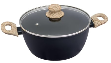 Pyrex - Casserole avec couvercle Cook&Care aluminium recyclé - Tous feux - Revêtement antiadhésif sans PFAS - Résiste aux rayures - Compatible lave-vaisselle - Poignée effet bois (Ø24 cm (Faitout))