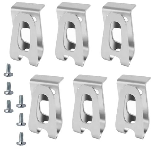 Wisebom Electric Drill Belt Hook Clips, 6Pcs Stainless Steel Belt Clips with Screws, Heavy Duty Drill Drivers Clips Holder Replacement Belt Hooks Tools for Cordless Drill Impact Driver Makita