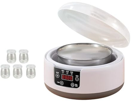 Gralara Yogurtiera Macchina elettrica per yogurt Fai da te per la casa con 5 vasetti di vetro da 1,2 litri per sala da pranzo Ristorante Raccolta Negozio