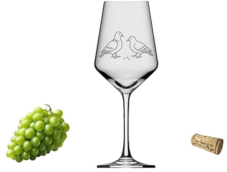 eXODA Weinglas Taube mit Baby 350 ml spülmaschinenfest graviert | Füllmenge 350 ml, spülmaschinenfest, graviertes Design, Höhe 21 cm, Durchmesser 8 cm, unterstützt soziale Projekte