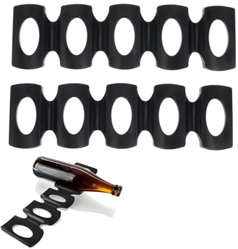JYNXOR 2 Piezas Portabotellas, Estante para Botellas Silicona, Portabotellas de Nevera Cervez Plegable, Estante para botellas plegable, para 15 Botellas, Silicona Apilables para Botellas (negro)