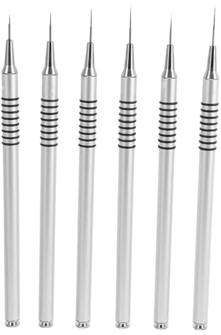 Set de 6 Pinceaux à Ongles Japonerie à Filetage en Métal pour Dessin
