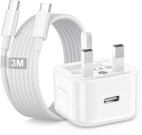 iPhone Charger USB C for iPhone 15 16 17, 30W PD Fast Charger USB C Plug UK with usbc to usbc Cable 3M,USB-C UK Power Adapter Type C charger Cable Lead for iphone 17/16/15 Plus Pro Max,iPad,MacBook
