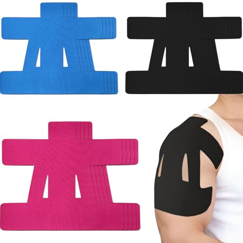 12 piezas Precortada Kinesiotape Hombro Vendaje Neuromuscular Cinta Kinesiológica, resistente al agua y agradable a la piel profesional fisio Hombros cinta corrección postura Tiras Fisioterapia