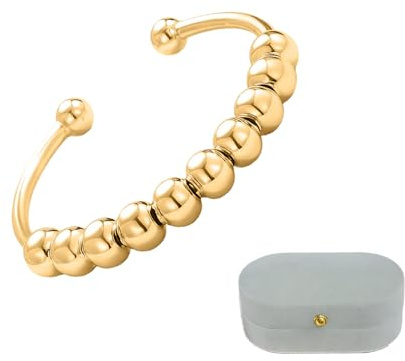 Collenatsy Anti Stress Ring für Damen, Eleganter Fidget Damenschmuck gegen Anxiety aus Edelstahl, Wasserfeste und in verstellbaren Größen erhältlich (Gold)