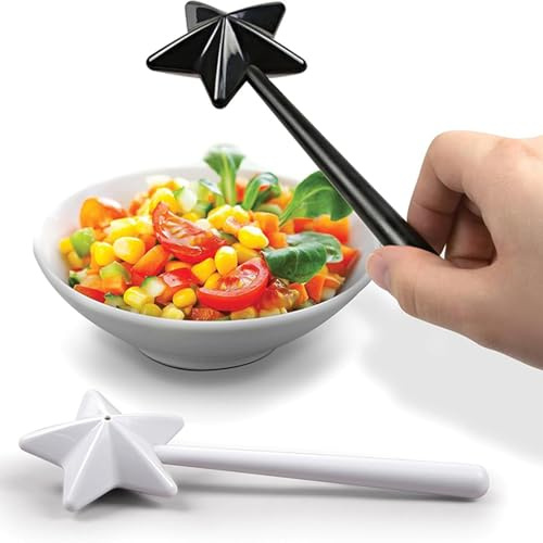 2pcs Salt and Pepper Shakers Set - MagicalWand Salt and Pepper Shakers Mills Sets, Cute Stars Stick Spices Dispenser with 3 Holes, Magic Fairy Wand Condiment Set for Home Travel Camping