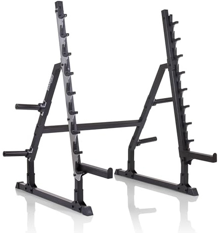 HAMMER Langhantelablage RA80, 23 verstellbare Spotter, Hantelständer, 250 kg Belastbarkeit, multifunktionales Rack, gummierte Hantelauflagen, 9 Ablagepunkte