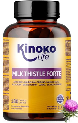 Mariatistel Forte 180 Kapslar (6 Månader) Med Kronärtskocka, Maskros och Kolin 80% Silymarin (25:1-extrakt) Växtbaserat Detoxkomplex för Lever och Matsmältning Vegansk Hög Koncentration